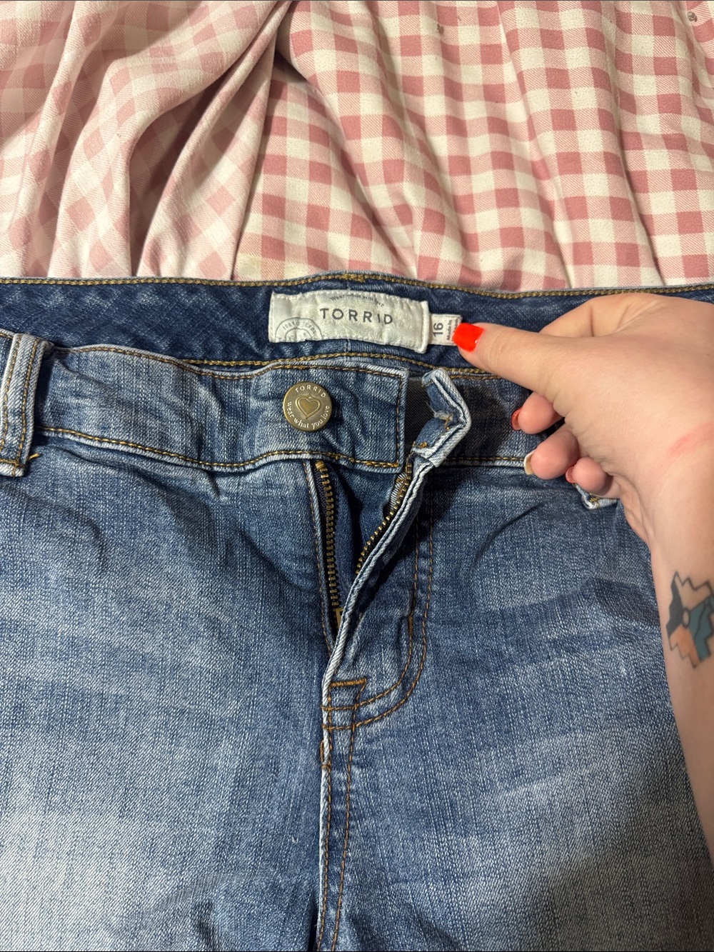 Torrid size 16 Denim Shorts with Lace sparkle Detail